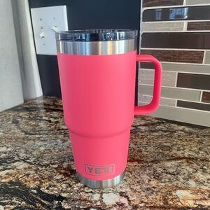 Yeti Rambler 20 oz Travel Mug with Handle with Stronghold Lid in Tropical Pink